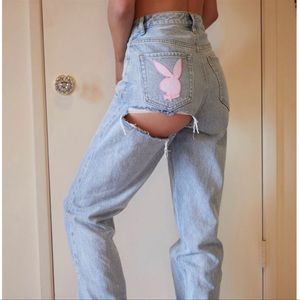 playboy ripped boyfriend jeans